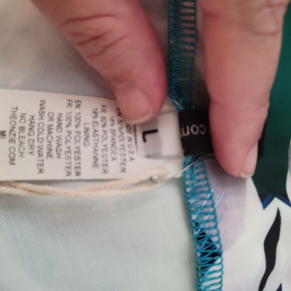 Onzie Hot Yoga Legging Capri Pants Size M/L Multicolor Blue Green Future NWT - Picture 4 of 5